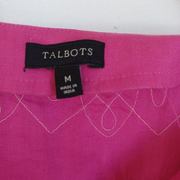 Talbots Tunic Embroidered Linen Fuchsia Pink Boho Top Womens Medium - Picture 5 of 8